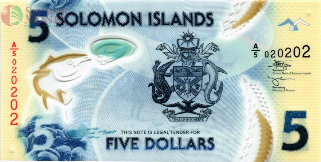 СОЛОМОНОВЫ ОСТРОВА 5 ДОЛЛАРОВ #A/5 020202 1