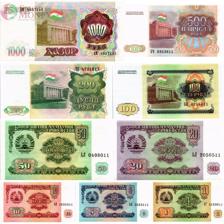 ТАДЖИКИСТАН НАБОР 9 БАНКНОТ (НОМЕРА ПОДРЯД) 1