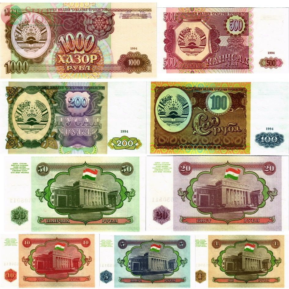ТАДЖИКИСТАН НАБОР 9 БАНКНОТ (НОМЕРА ПОДРЯД) 2